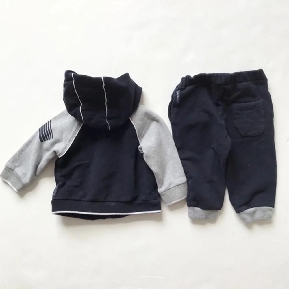 Armani Baby zip up hoodie/jogger set EUC 6 months